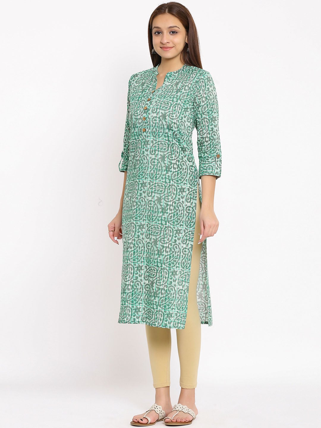 HERE&NOW Paisley Printed Straight Kurta - Swadesiicart