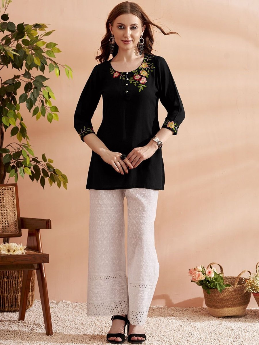 Anouk Women Floral Embroidered Above Knee Kurta - Swadesiicart