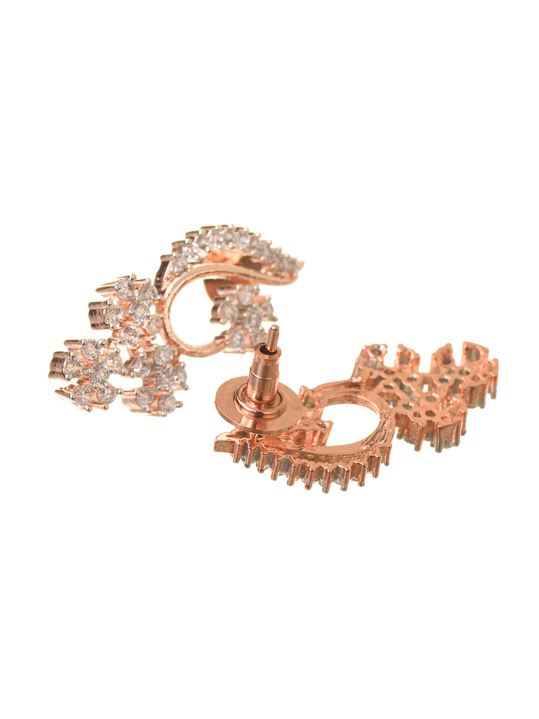 Saraf RS Jewellery Rose Gold-Polished White AD-Studded Jewellery Set - Swadesiicart