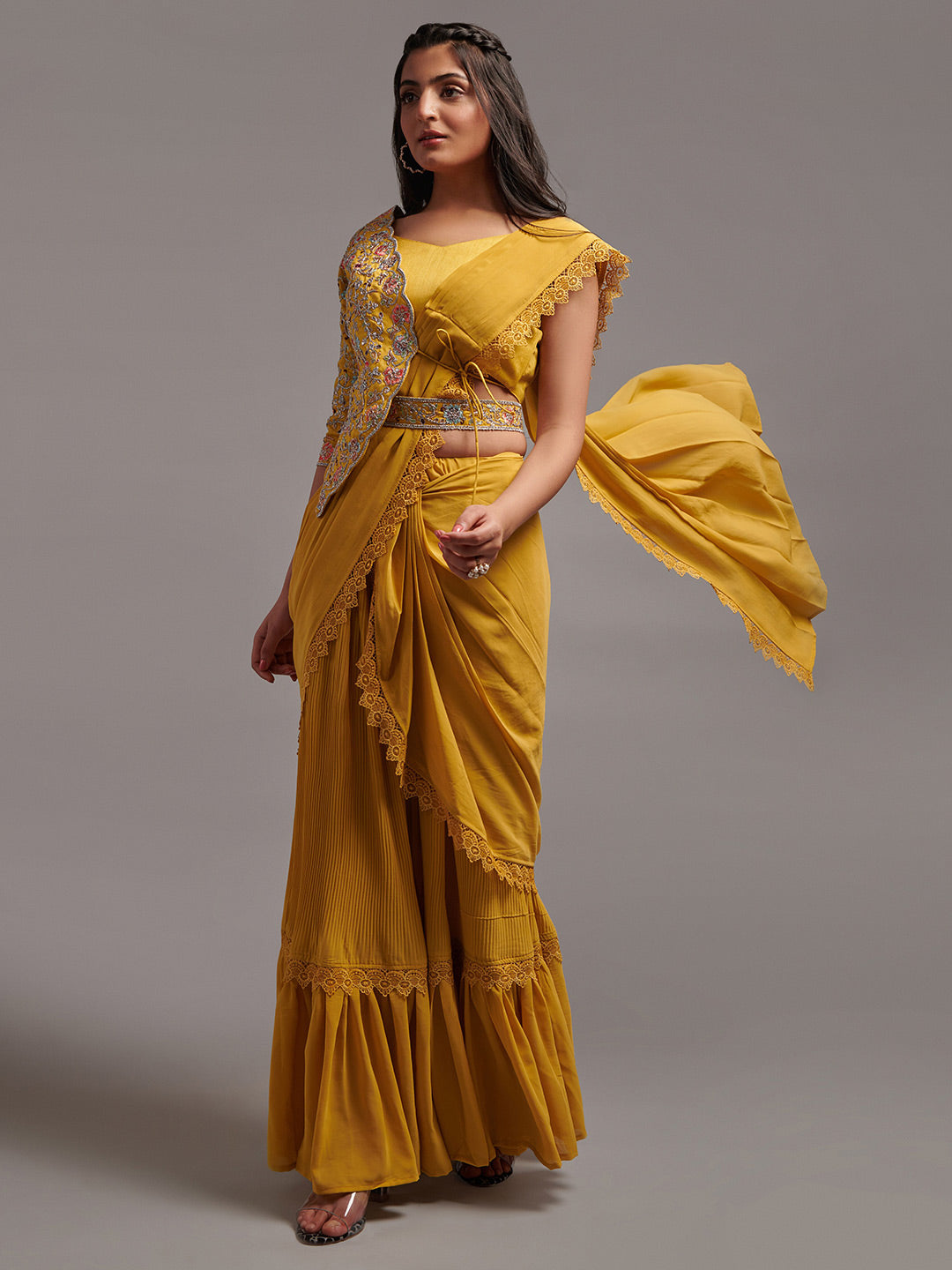Kalini Embellished Pure Georgette Ready To Wear Saree | Swadesiicart