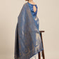 Saree Mall Navy Blue Ethnic Motifs Zari Silk Blend Banarasi Saree | Swadesiicart