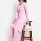 ADA Floral Embroidered Round Neck Long Sleeve Regular Chikankari Kurta With Palazzos | Swadesiicart