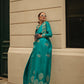 Pacific Blue Weavead Thread & Zari Work, Handloom Weaving Banarasi Satin Silk Saree - Rajtex Kronicle Silk - Swadesiicart