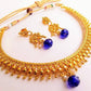 Pretty Metallic Necklace Set with Blue Drops