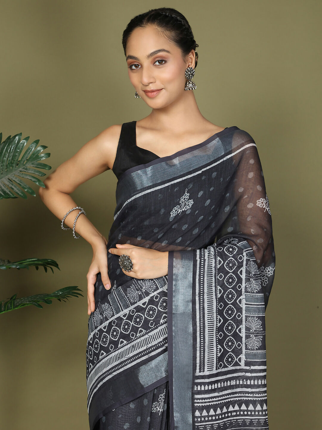 Shree Shyam Fashion Cotton Black Saree