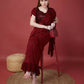 Maroon Imported Crush Solid Ready to Wear Saree with stitched Blouse - Aayan | Swadesiicart