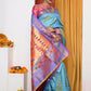 Very Much Indian Authentic Dual Tone Powder Blue Paithani | Swadesiicart