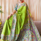 Exclusive Collection Light Green Beautiful Khadi Ghicha Handloom Saree - Swadesiicart