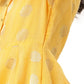Ahalyaa Women Yellow Chanderi Jacquard Woven Dress | Swadesiicart