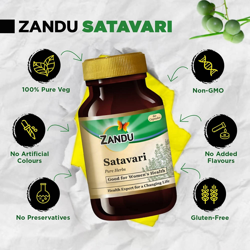Zandu Satavari Pure Herbs Capsules - Swadesiicart