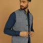 Even Apparels Nehru Jacket With Welt Pockets - Blue | Swadesiicart