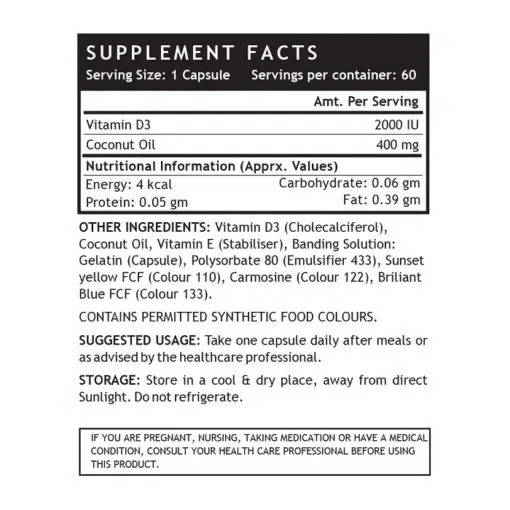 Inlife Vitamin D3 2000 IU Capsules | Swadesiicart
