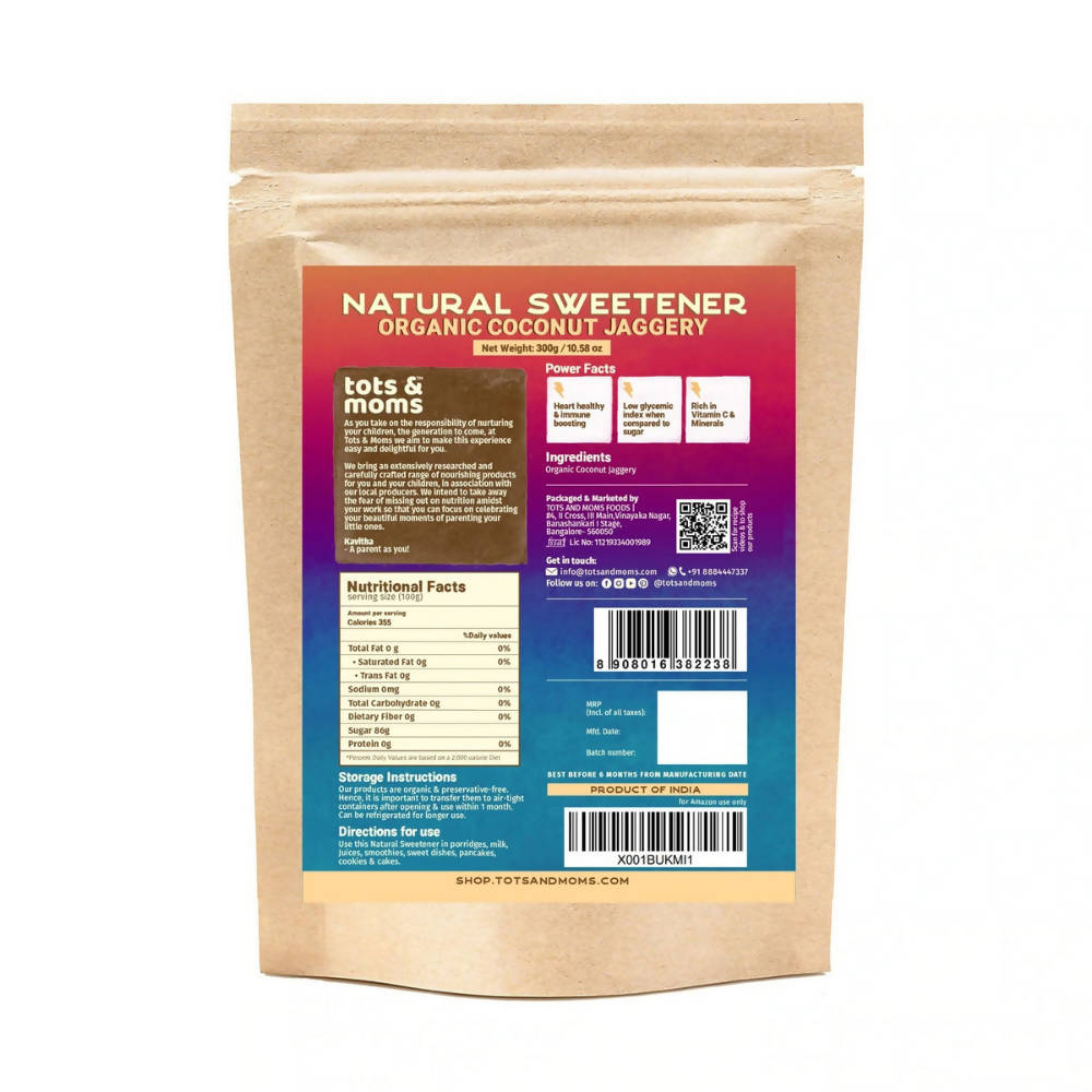 Tots and Moms Organic Coconut Jaggery Natural Sweetener - Swadesiicart