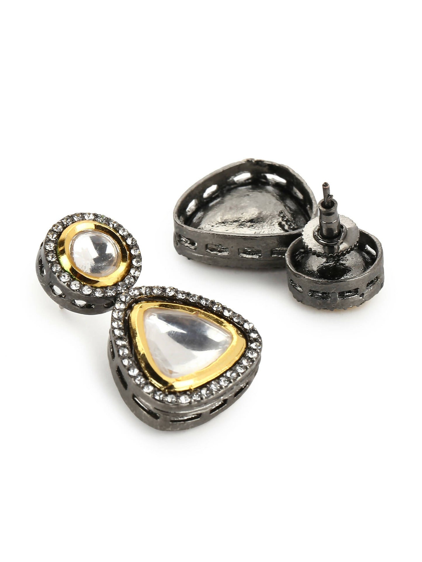 Silver-Plated Contemporary Drop Earrings - Ruby Raang - Swadesiicart