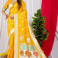 Jyoti Fashion Women's Yellow Paithani Silk Zari Woven Saree with Blouse | Swadesiicart
