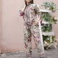 Cream Rayon Floral Printed Top with Matching Bottom - Eesha - Swadesiicart