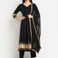 Rudra Bazaar Black Anarkali Kurti & Pyjamas With Duppata | Swadesiicart