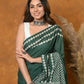 Very Much Indian Handblock Printed Cotton Saree With Natural Dyes - Leaf Green | Swadesiicart