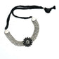 Mominos Fashion Johar Kamal Oxidised Silver-Plated Brass Finish Kundan Choker For Women (Black) | Swadesiicart