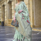 Lovely Teal Blue Polly Brasso Designer Saree - Emponline | Swadesiicart