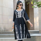 BulBul Arushi Black Rayon Kurta Set with Lucknowi Work - Swadesiicart