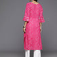 Ahalyaa Women Beige Floral Printed Regular Gotta Patti Kurta - Pink | Swadesiicart