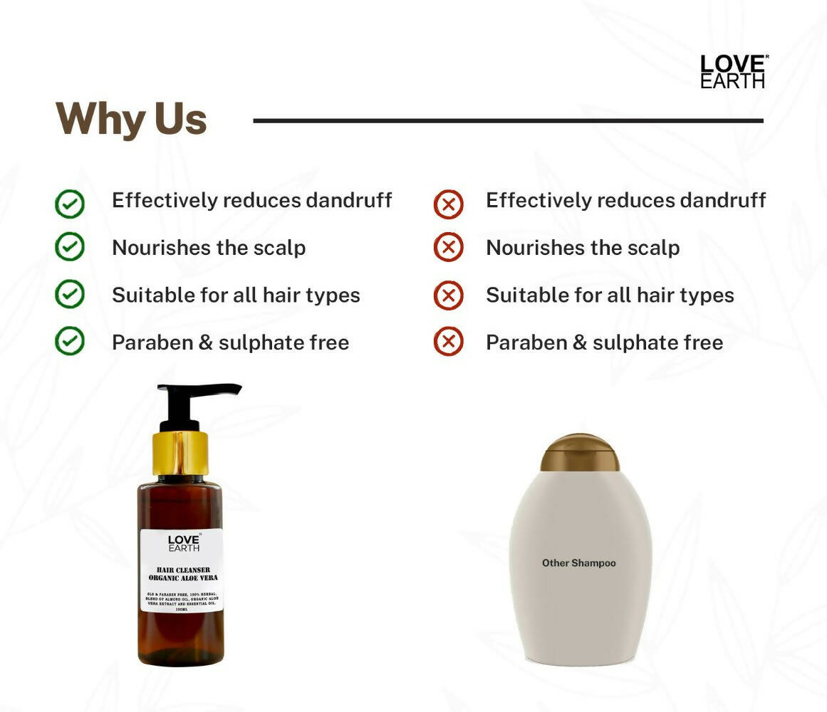Love Earth Hair Cleanser with Organic Aloe Vera - Swadesiicart