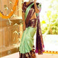 DEIANA'S Beautiful Designer Golden zari Soft Lichi Silk Saree - Pista - Swadesiicart