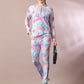 Myshka Women's Multi Printed Round Neck Party Top With Trousers Co-ord set - Swadesiicart