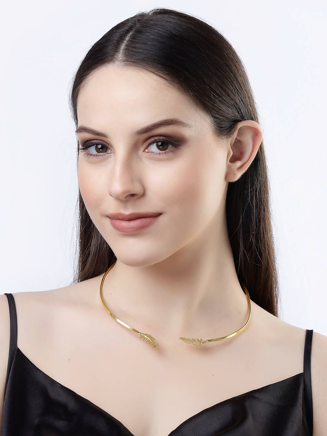 NVR Women Gold-Polished Circular Choker Necklace | Swadesiicart