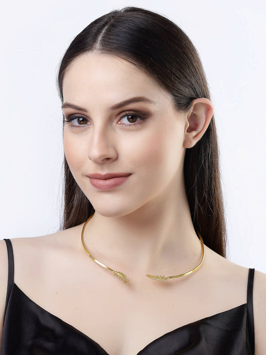 NVR Women Gold-Polished Circular Choker Necklace | Swadesiicart
