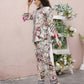 Cream Rayon Floral Printed Top with Matching Bottom - Eesha - Swadesiicart