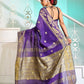 Exclusive Collection Beautiful Violet Pure Cotton Woven Handloom Saree With Running Blouse Piece - Swadesiicart
