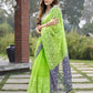 Vamsee Srivani Chikankari Green Organza Silk Saree - Swadesiicart