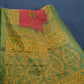 Tomato Pink And Light Green Cotton Brasson Saree For Office/Regular Wear By Gayathri Reddy Designer Studio | Swadesiicart
