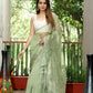 Vamsee Meghna-Green Green Organza Saree - Swadesiicart
