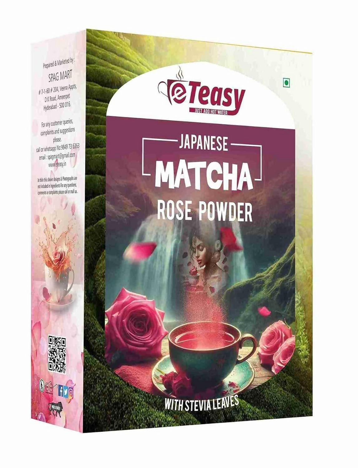 Eteasy Matcha Green Rose Petals Lemon Herbal Tea Powder | Swadesiicart