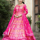 Wedding Designer Pink Soft Dola Silk Anarkali suit with Dupatta - Samanta - Swadesiicart