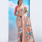 Vishnu Weaves Women's Peach Paithani Silk Minakari Zari Woven Saree with Unstitched Blouse - Swadesiicart