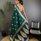 Joban Fashion Banarasi Deep Teal Woven Soft Silk Saree | Swadesiicart