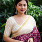 Maroon Polycotton Ethnic Motifs Saree with Unstitched Blouse - Hiral Fashion | Swadesiicart