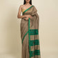 Suta Brown Green Zari Silk Cotton Maheshwari Saree | Swadesiicart