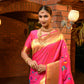 Jyoti Fashion Women's Baby Pink Paithani Silk Zari Woven Saree with Blouse | Swadesiicart