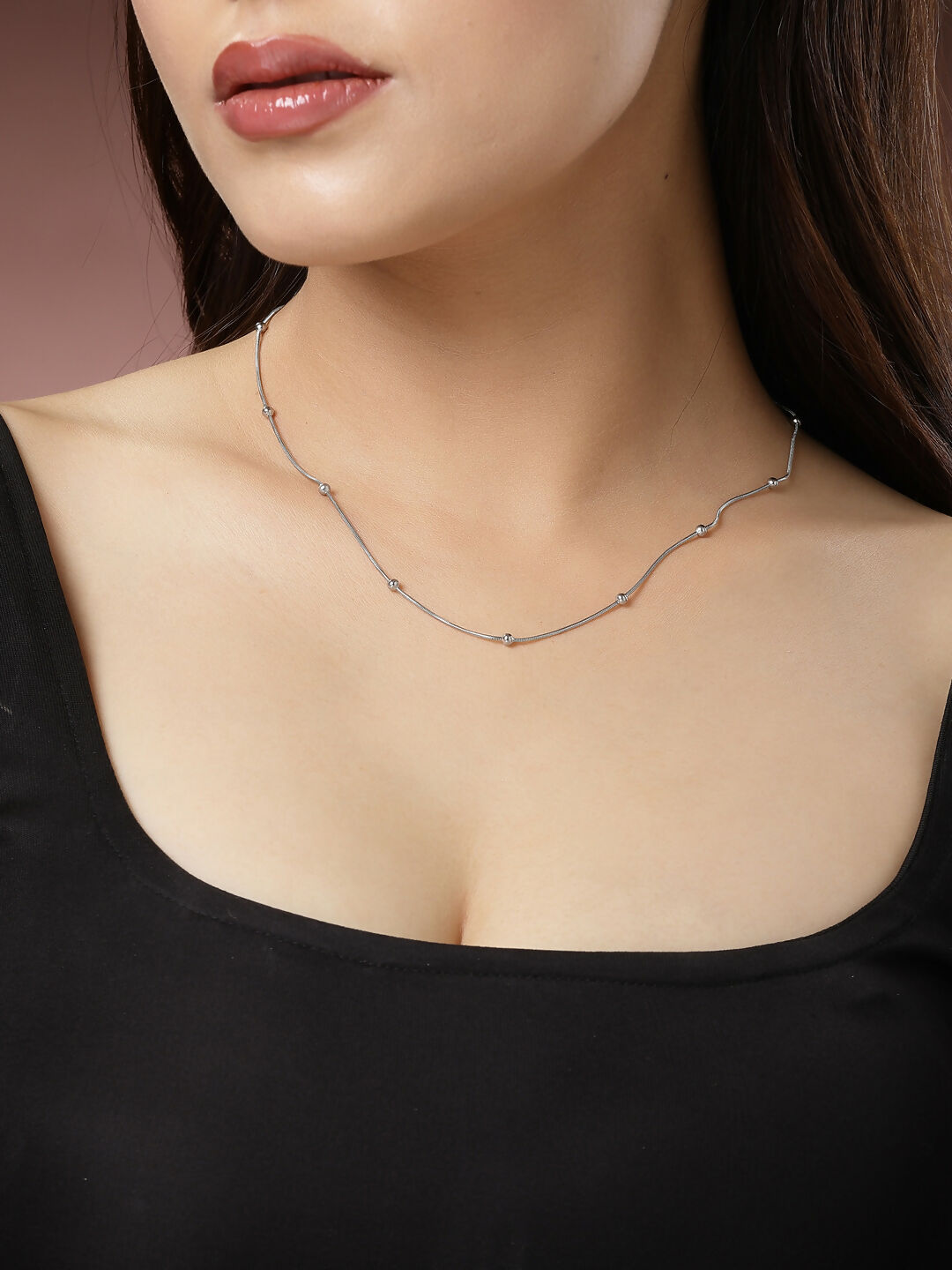 NVR Women's Set of 2 Silver & Gold Rhodium-Plated Minimal Chain | Swadesiicart