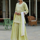 Juniper Women's Lime Green Cambric Floral Print Kurta Sharara Sets | Swadesiicart