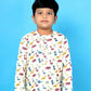 Breathables Kids Cotton Dinosaur Print Night Suit – Cream Full Sleeves Kurta & Pants Co-Ord Set | Boys & Girls Nightwear & Loungewear