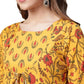 Ahalyaa Women's Mustard Crepe Digital Printed Kurta | Swadesiicart