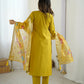 The52 Yellow Women's Gorgeous Embroidered work Viscose Gadhwal Fabric Straight Kurta, Pant and Dupatta Set - Swadesiicart
