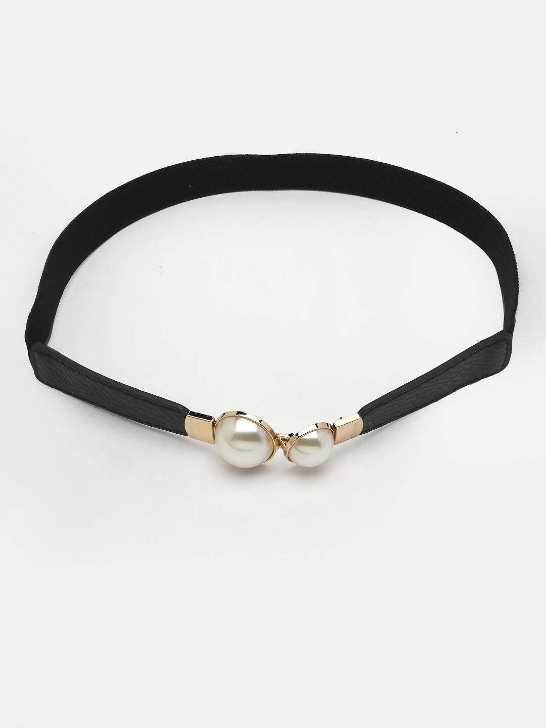 NVR Women Circular Black Stretchable Leather Belt | Swadesiicart