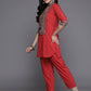 Ahalyaa Women's Traditional Wear Co-ods - Red - Swadesiicart